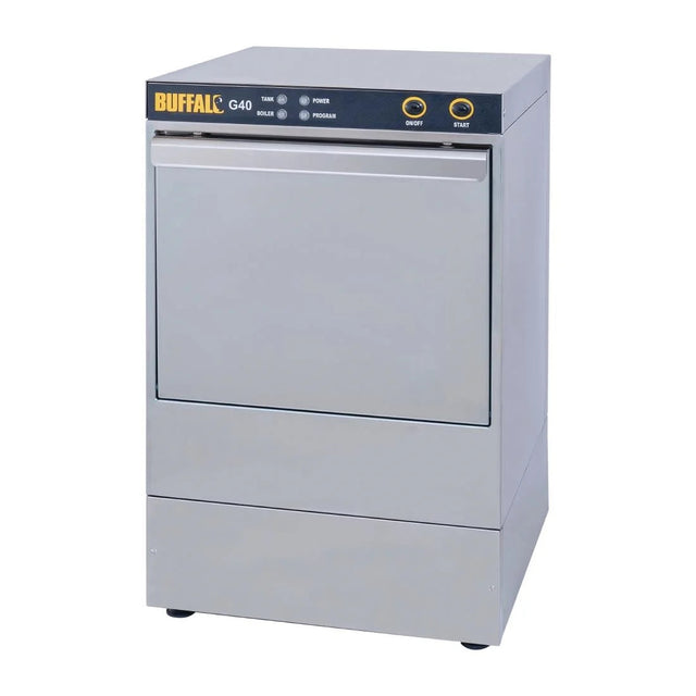 Buffalo Undercounter Glasswasher with Drain Pump 400x400mm Baskets DW467 JD Catering Equipment Solutions Ltd