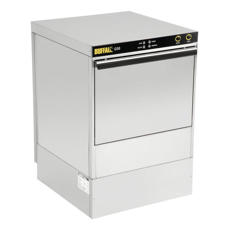 Buffalo Undercounter Glasswasher with Drain Pump 500x500mm Baskets DW468 JD Catering Equipment Solutions Ltd