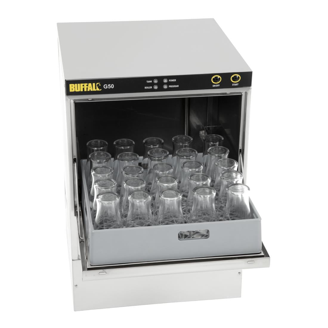 Buffalo Undercounter Glasswasher with Drain Pump 500x500mm Baskets DW468 JD Catering Equipment Solutions Ltd