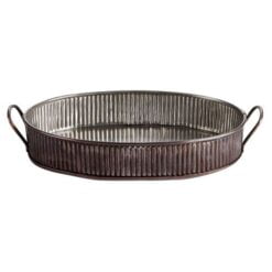 Pack Size 6 - Vintage Steel Serving Tray Antique Copper 31cm - CB66557
