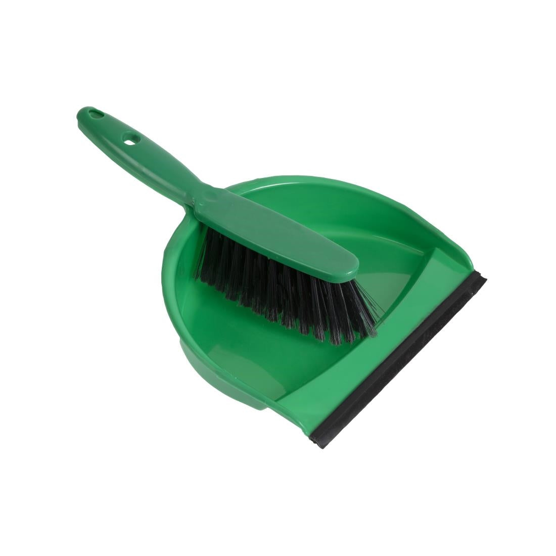 CC933 Jantex Soft Dustpan and Brush Set Green JD Catering Equipment Solutions Ltd