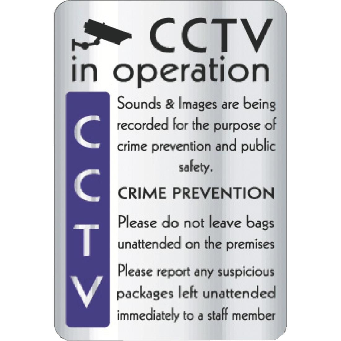 CCTV In Operation Crime Prevention Sign JD Catering Equipment Solutions Ltd
