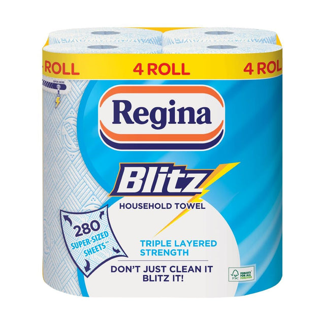 CD738 Regina Blitz Household Towel 3-Ply 280 Sheets (Pack of 4) JD Catering Equipment Solutions Ltd