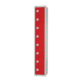 CE108-CLS Elite Eight Door Manual Combination Locker Locker Red with Sloping Top JD Catering Equipment Solutions Ltd