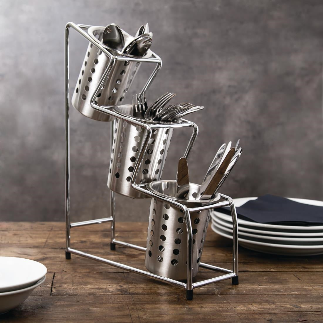 CE685 Craven Chrome Plated Cutlery 3 Pot Holder JD Catering Equipment Solutions Ltd