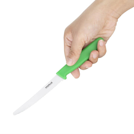 CF898 Hygiplas Serrated Tomato Knife Green 10cm JD Catering Equipment Solutions Ltd