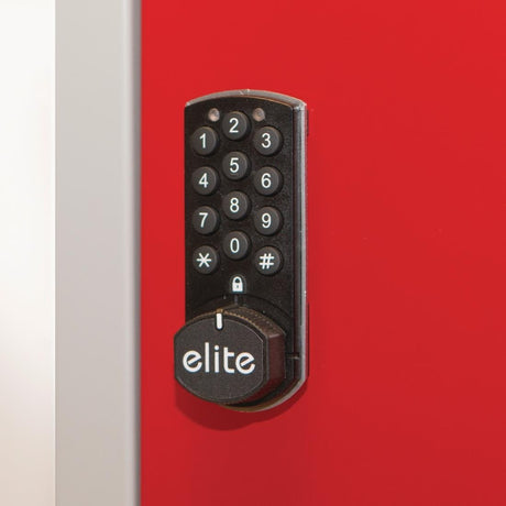 CG618-ELS Elite Five Door Electronic Combination Locker with Sloping Top Red JD Catering Equipment Solutions Ltd