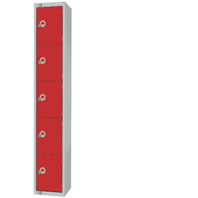 CG618-PS Elite Five Door Padlock Locker with Sloping Top Red JD Catering Equipment Solutions Ltd
