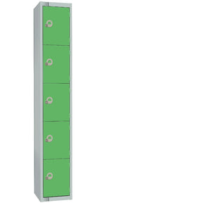CG619-CNS Elite Five Door Coin Return Locker with Sloping Top Green JD Catering Equipment Solutions Ltd
