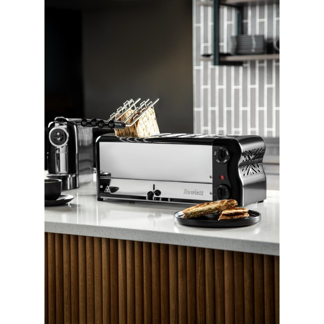 CH187 Rowlett Esprit 6 Slot Toaster Jet Black w/2x Additional Elements & Sandwich Cage JD Catering Equipment Solutions Ltd