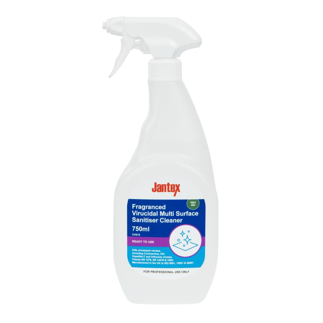 CH510 Jantex Virucidal Surface Sanitiser Ready To Use Fragranced 750ml JD Catering Equipment Solutions Ltd