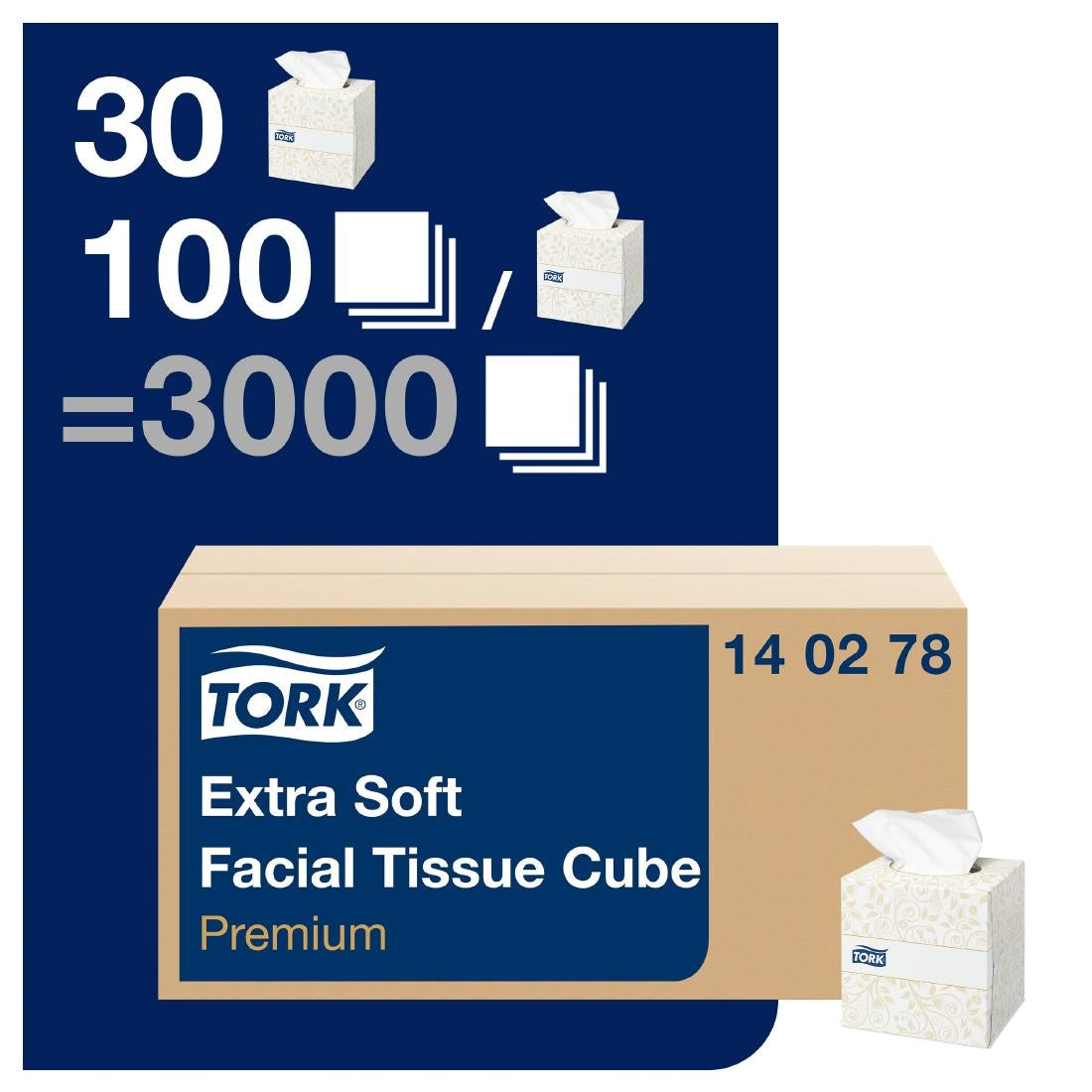 CH570 Tork Premium Extra Soft Facial Tissues Cube 2ply (30x100) JD Catering Equipment Solutions Ltd
