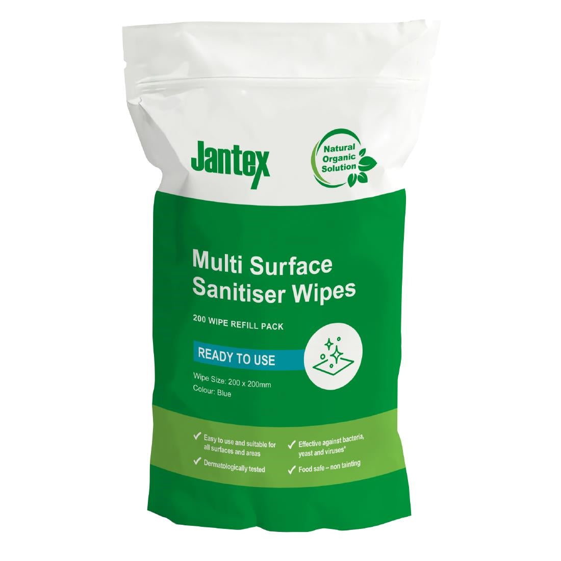 CH651 Jantex Green Surface Sanitiser Wipes Refill Pack 200mm (Pack of 200) JD Catering Equipment Solutions Ltd