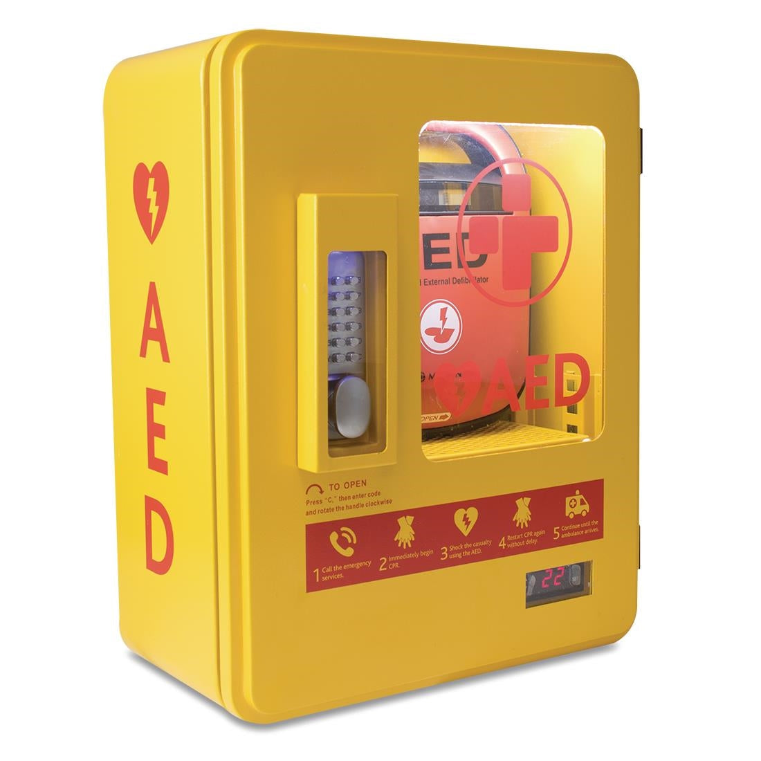 CH788 Automated External Defibrillator Alarmed Outdoor Heated Metal Cabinet JD Catering Equipment Solutions Ltd