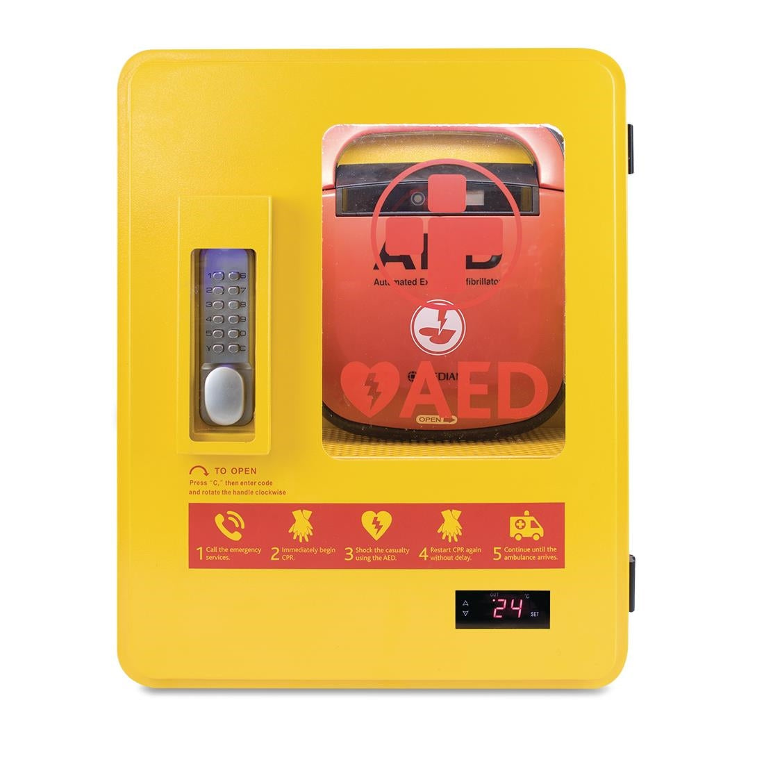 CH788 Automated External Defibrillator Alarmed Outdoor Heated Metal Cabinet JD Catering Equipment Solutions Ltd