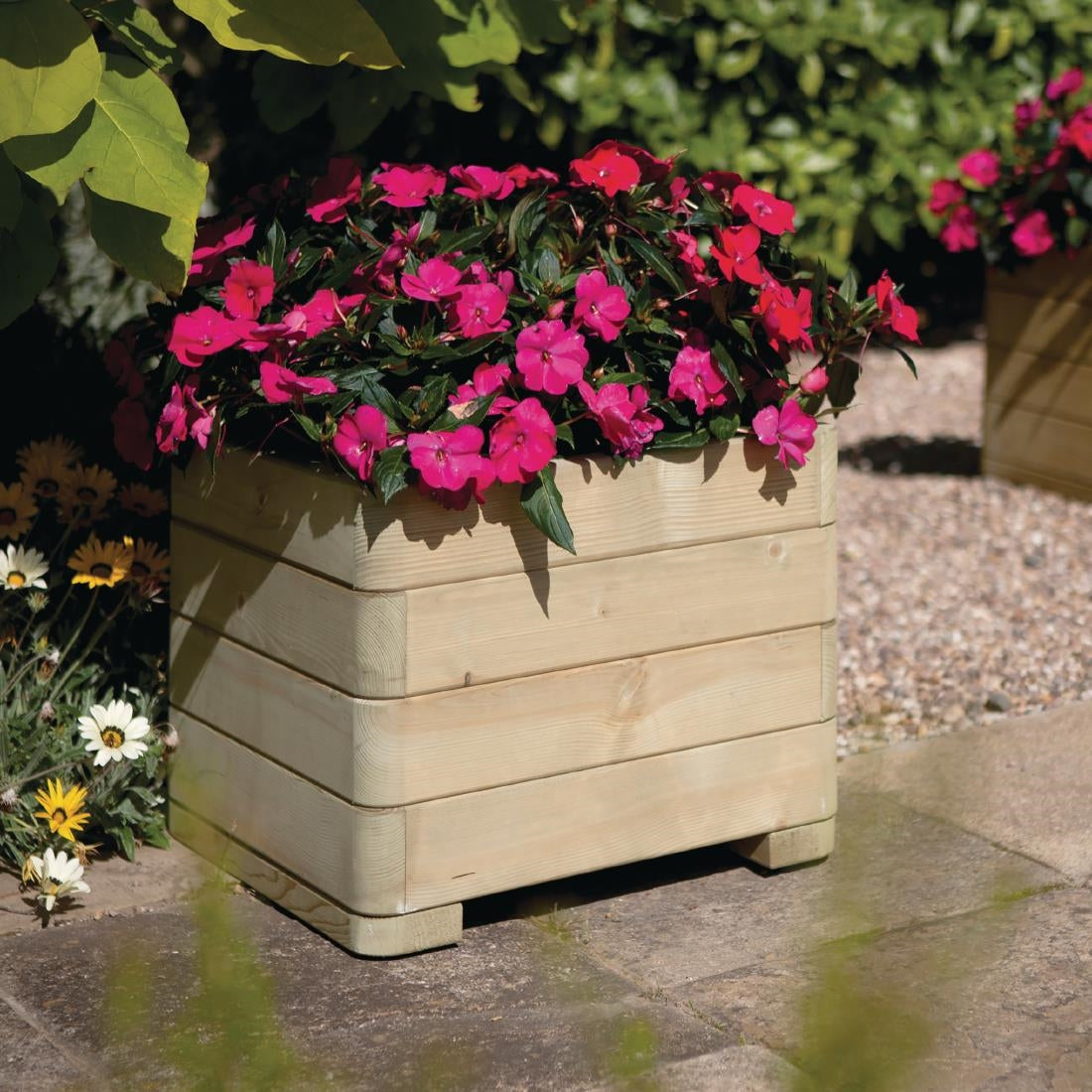 CH981 Rowlinson Marberry Layer Square Planter Natural Timber 50cm JD Catering Equipment Solutions Ltd