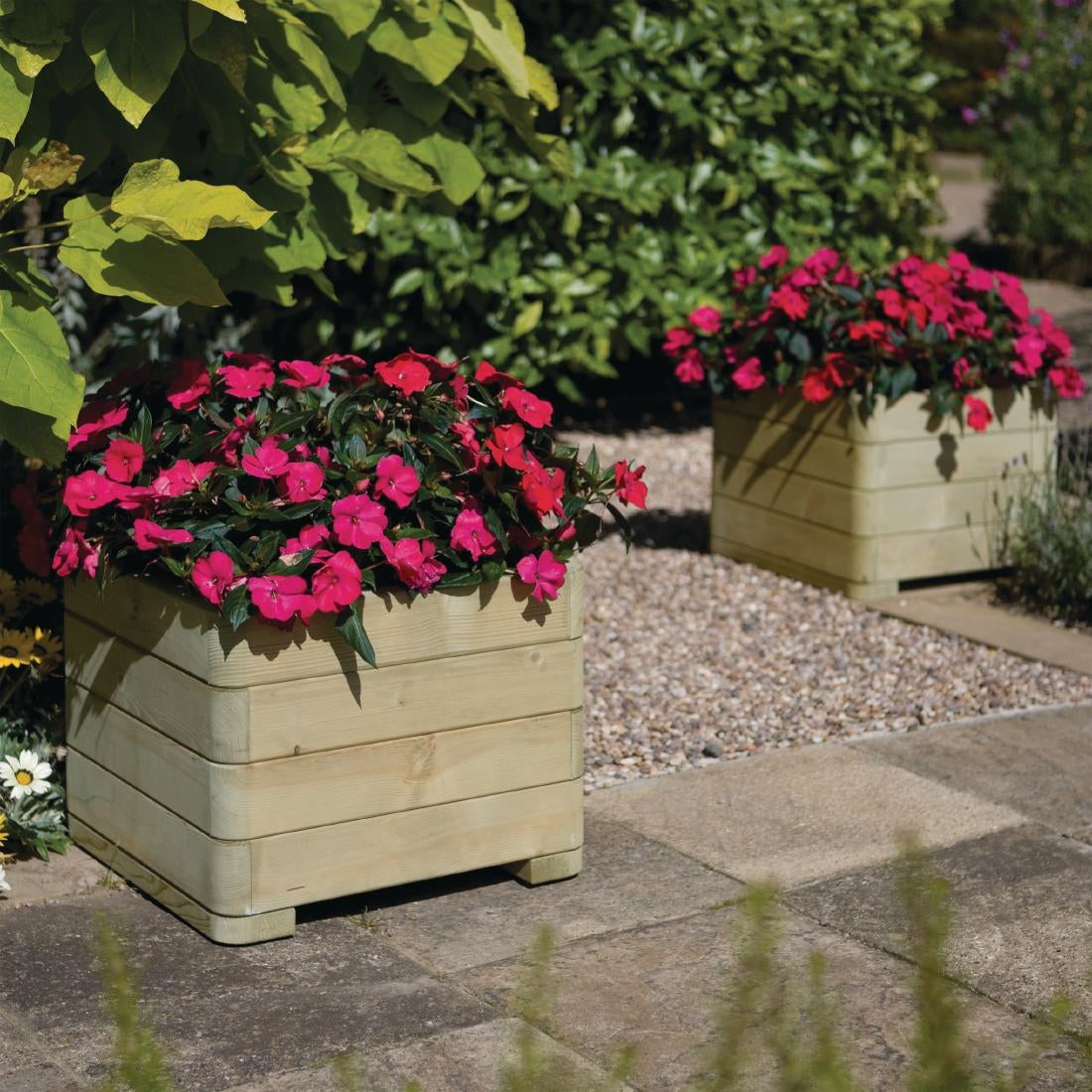 CH981 Rowlinson Marberry Layer Square Planter Natural Timber 50cm JD Catering Equipment Solutions Ltd