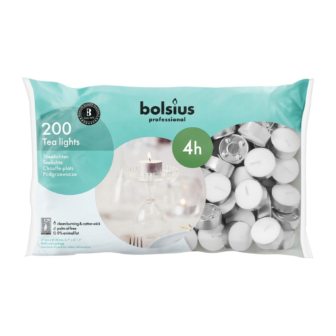 CJ879 Bolsius Four-hour Tealights (Pack of 200) JD Catering Equipment Solutions Ltd