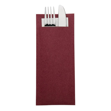 CK234 Europochette Burgundy Cutlery Pouch with White Napkin (Pack of 500) - JD Catering Equipment Solutions Ltd