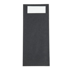 CK236 Europochette Black Cutlery Pouch with White Napkin (Pack of 500)
