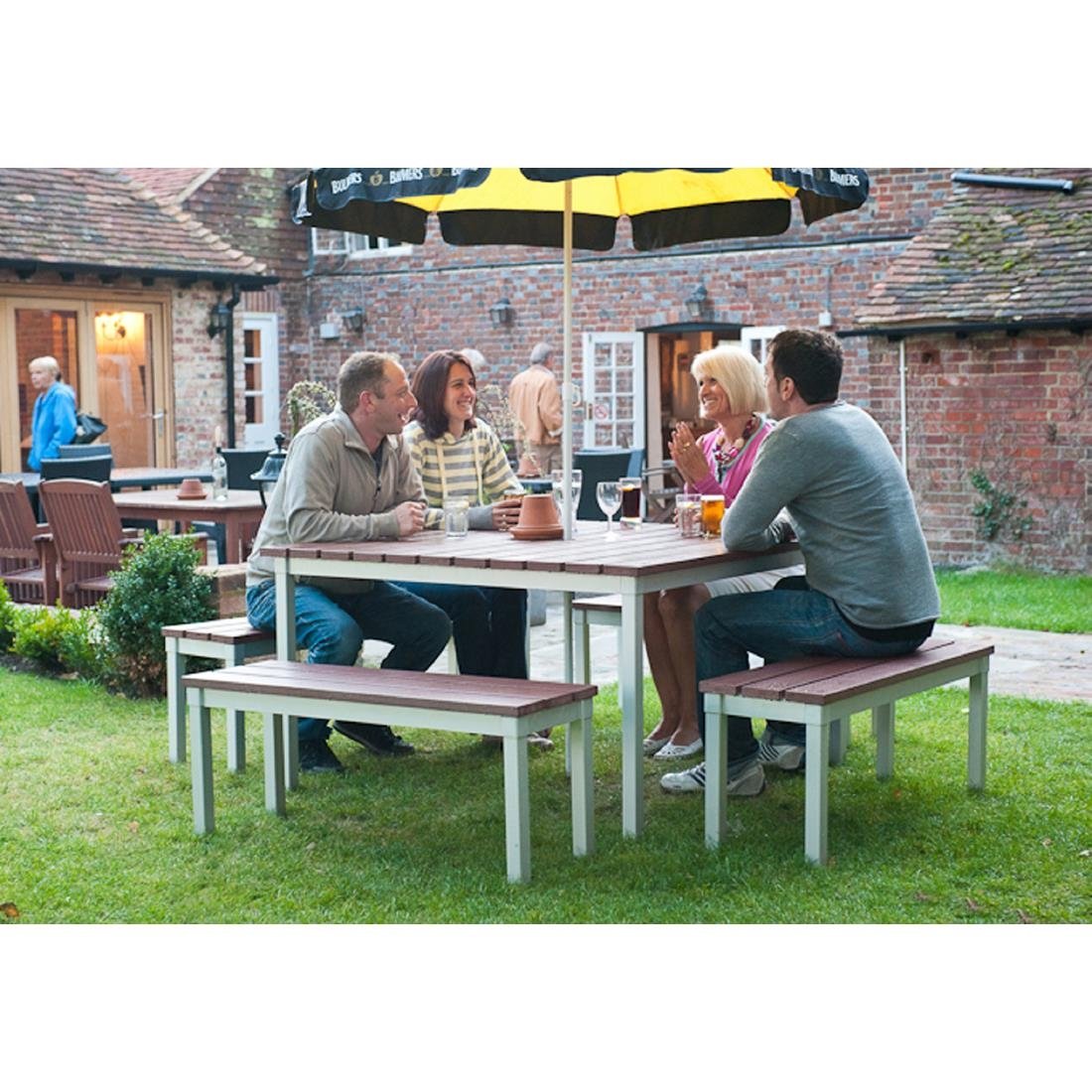 CK814 Enviro Outdoor Walnut Effect Faux Wood Bench 3ft JD Catering Equipment Solutions Ltd