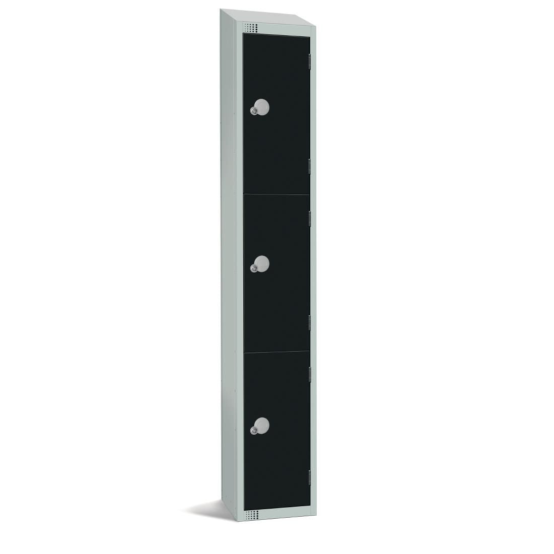 CLS Elite Three Door Manual Combination Locker Locker Black with sloping top JD Catering Equipment Solutions Ltd