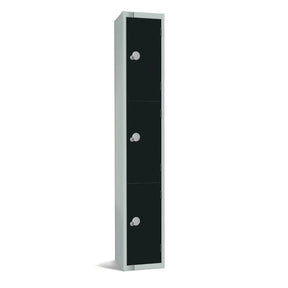 CN Elite Three Door Coin Return Locker Black - JD Catering Equipment Solutions Ltd