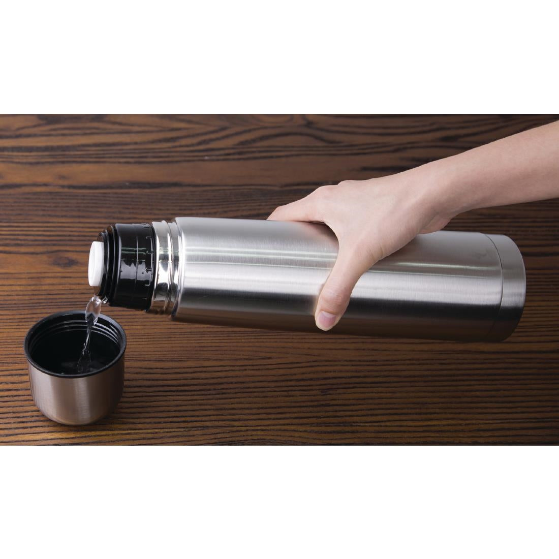 CN696 Olympia Vacuum Flask Stainless Steel 1Ltr JD Catering Equipment Solutions Ltd
