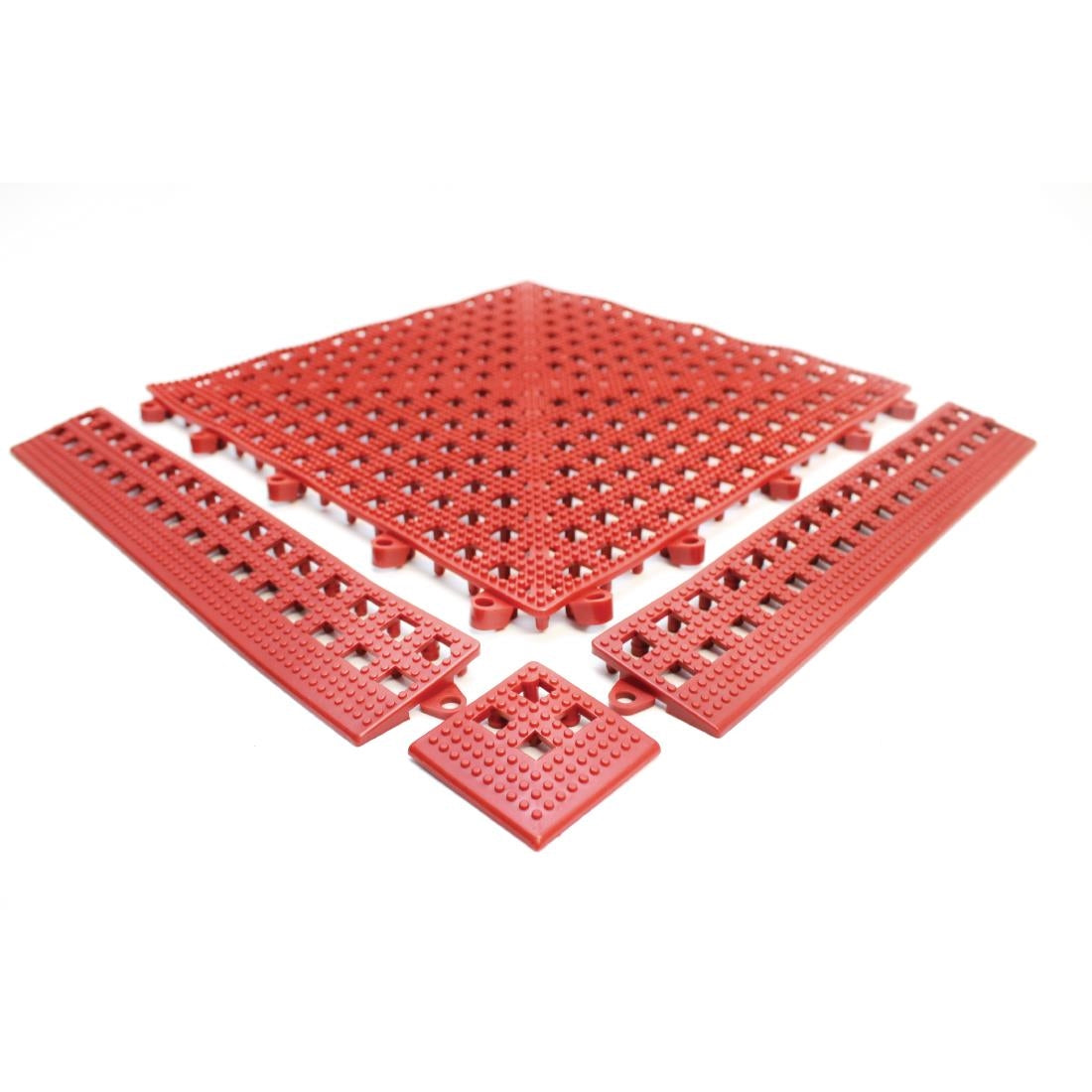 COBA Red Female Edge Flexi-Deck Tiles (Pack of 3) JD Catering Equipment Solutions Ltd