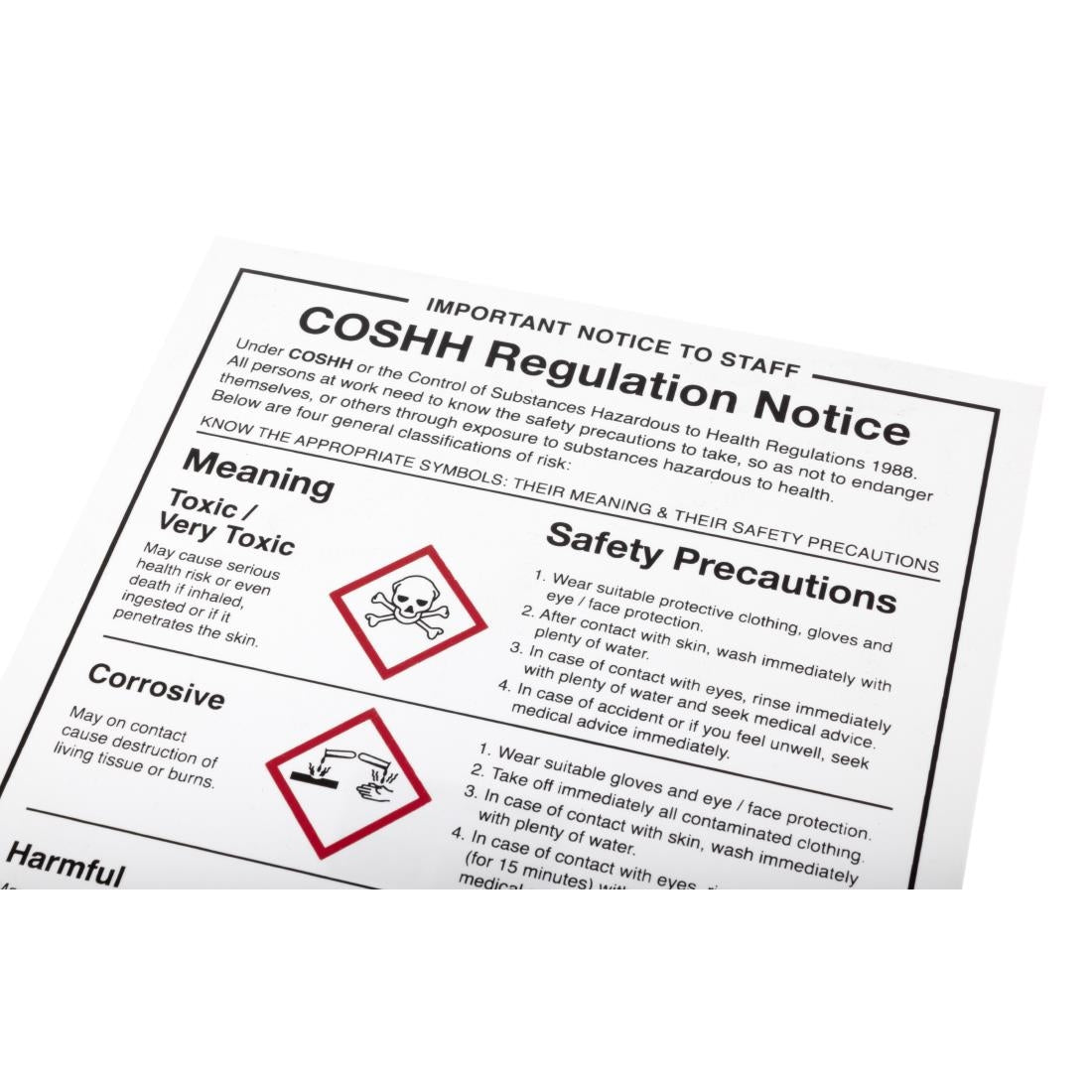 COSHH Regulations Sign JD Catering Equipment Solutions Ltd