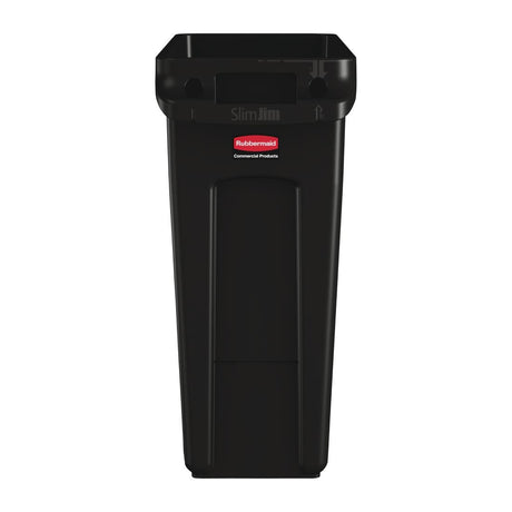 CP652 Rubbermaid Slim Jim Container With Venting Channels Black 60Ltr JD Catering Equipment Solutions Ltd