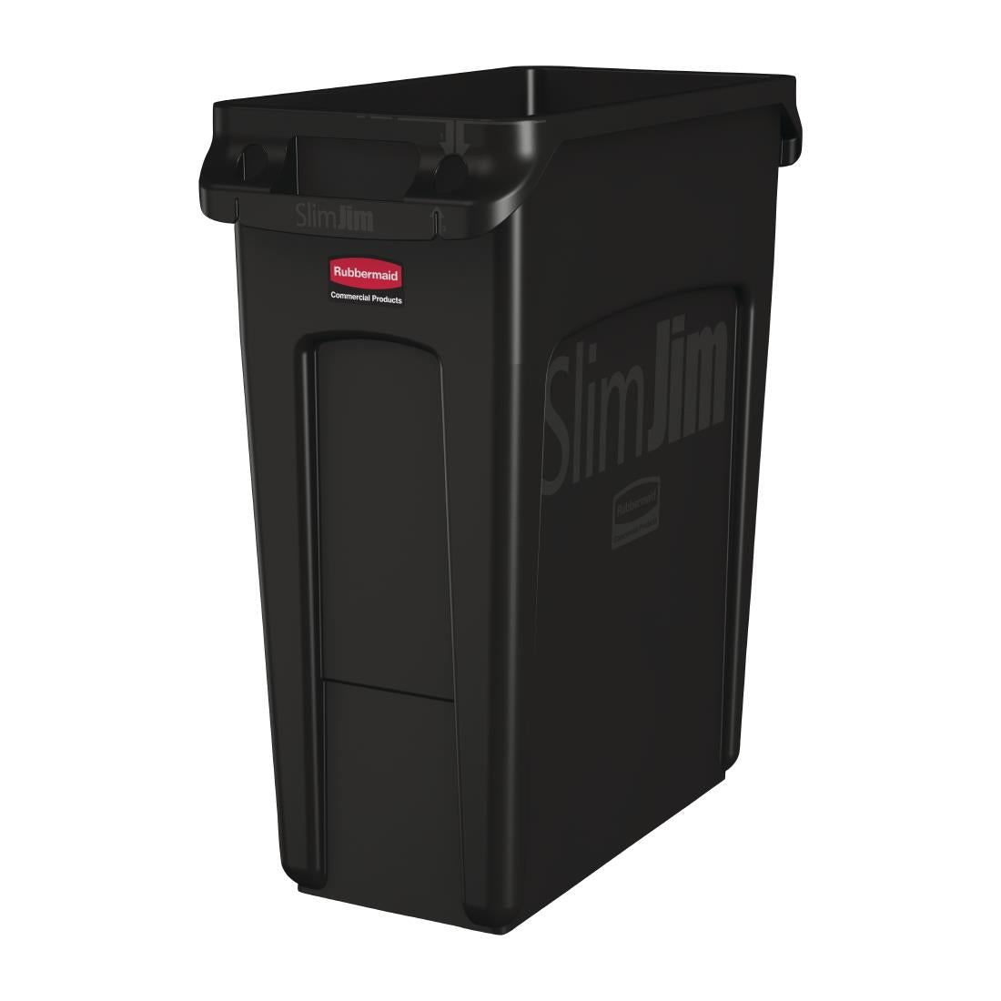 CP652 Rubbermaid Slim Jim Container With Venting Channels Black 60Ltr JD Catering Equipment Solutions Ltd