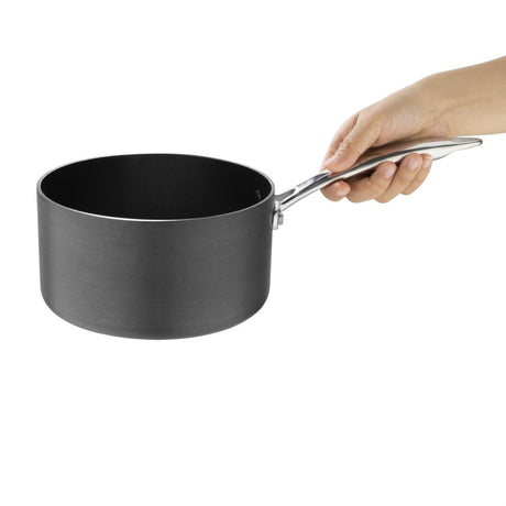 CP764 Vogue Anodised Aluminium Non Stick Sauce Pan 180mm JD Catering Equipment Solutions Ltd