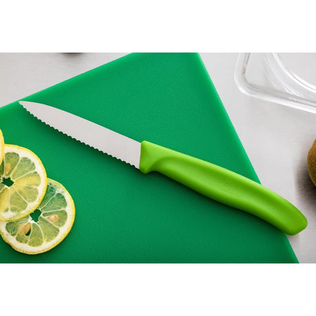 CP841 Victorinox Serrated Paring Knife Green 8cm JD Catering Equipment Solutions Ltd