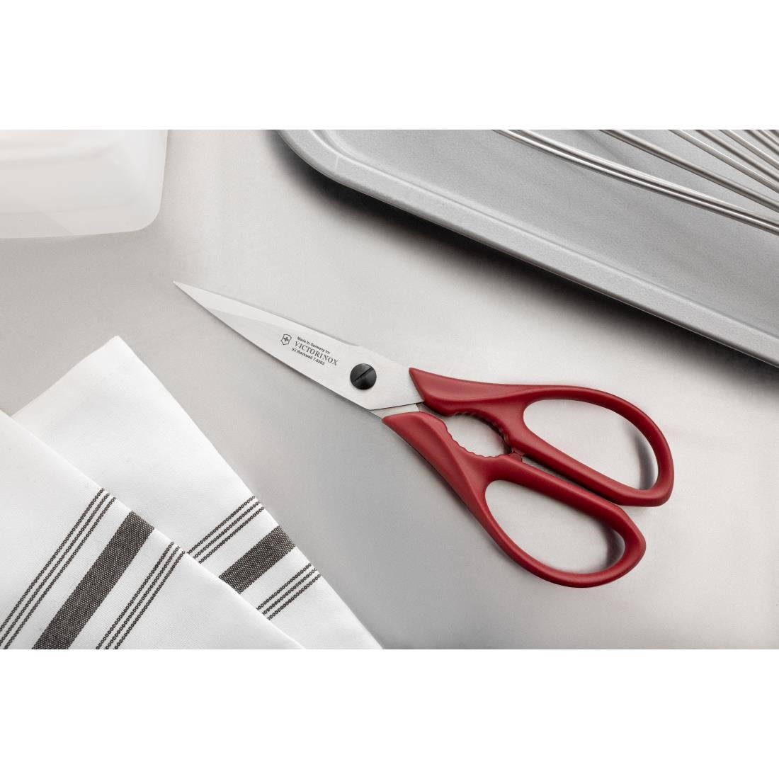 CP844 Victorinox Kitchen Shears Red Nylon Handles JD Catering Equipment Solutions Ltd
