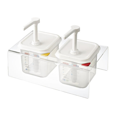 CR822 Araven Sauce Dispensers GN 1/6 Transparent 2.6Ltr (Pack of 2) JD Catering Equipment Solutions Ltd