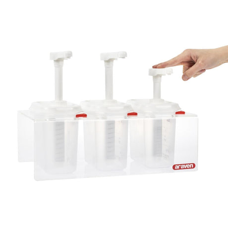 CR823 Araven Sauce Dispensers GN 1/9 Transparent 1.5Ltr (Pack of 3) JD Catering Equipment Solutions Ltd