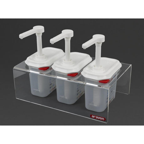 CR823 Araven Sauce Dispensers GN 1/9 Transparent 1.5Ltr (Pack of 3) JD Catering Equipment Solutions Ltd