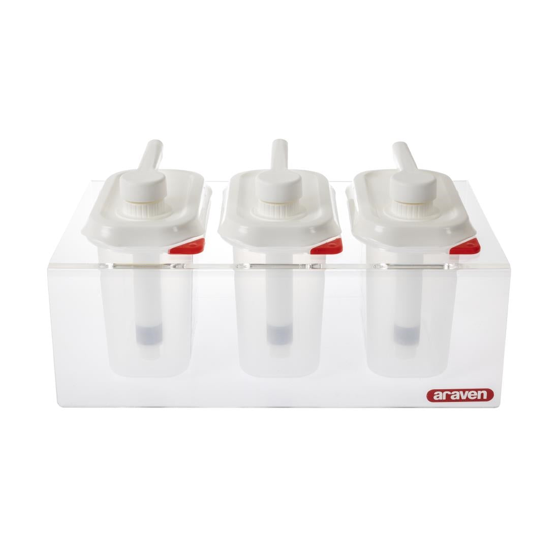 CR823 Araven Sauce Dispensers GN 1/9 Transparent 1.5Ltr (Pack of 3) JD Catering Equipment Solutions Ltd