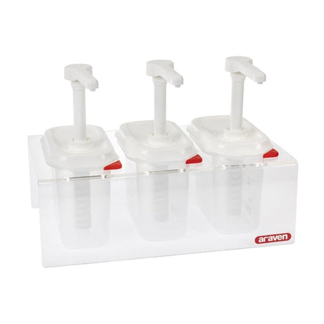 CR823 Araven Sauce Dispensers GN 1/9 Transparent 1.5Ltr (Pack of 3) JD Catering Equipment Solutions Ltd