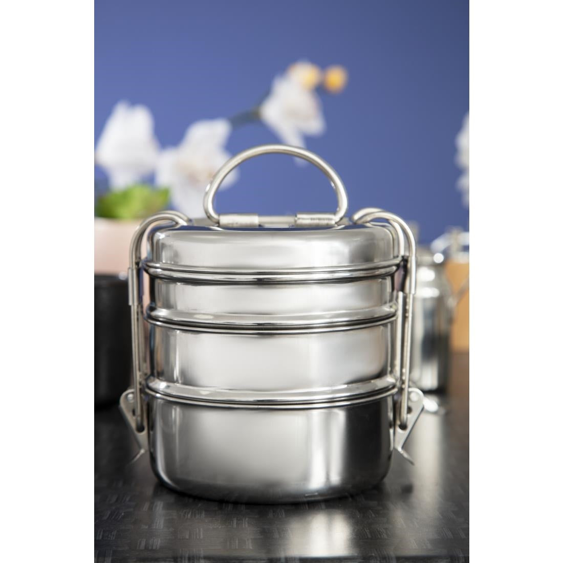 CS079 Utopia 3 Tier Tiffin Tin 115mm  (Pack of 6) JD Catering Equipment Solutions Ltd