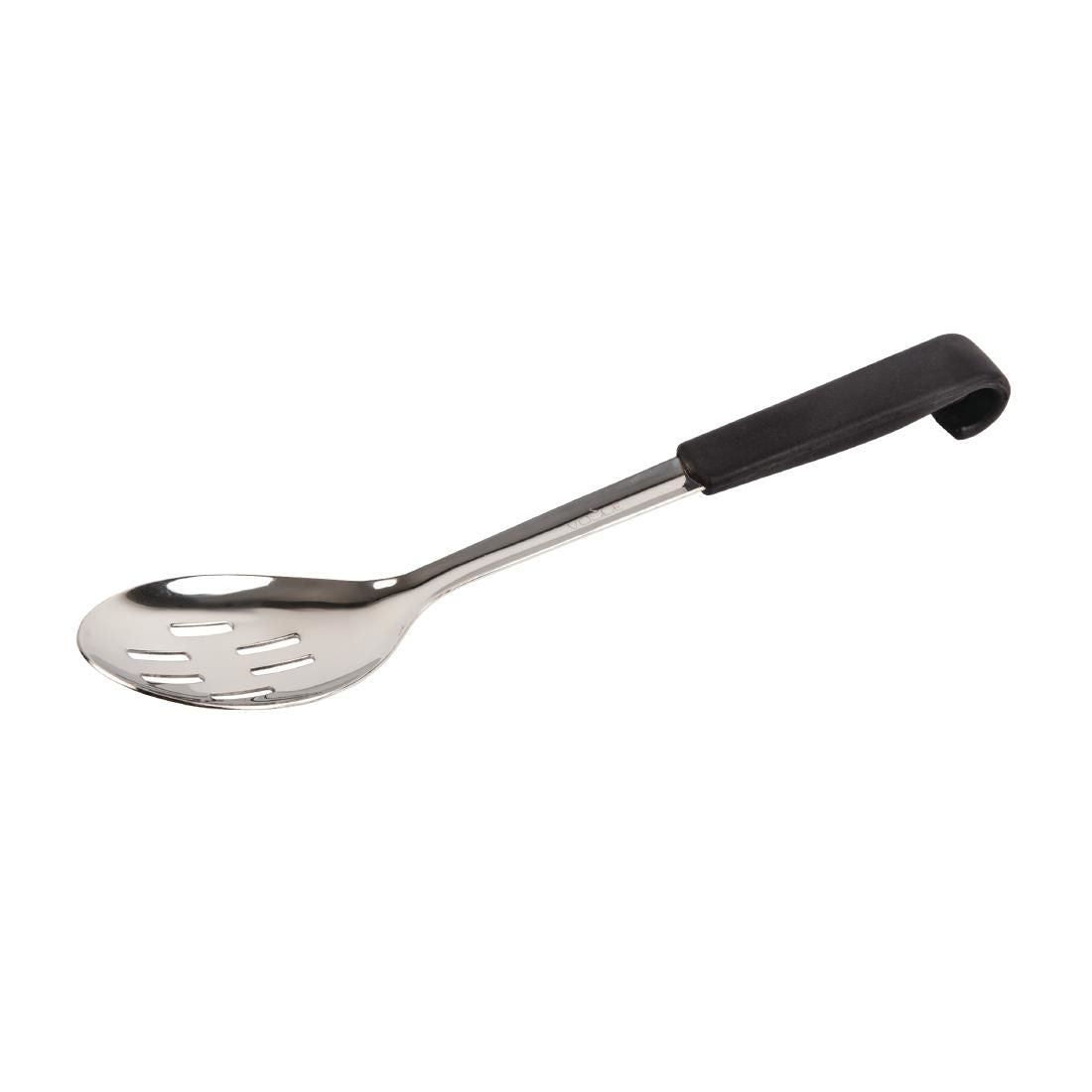 CS911 Vogue Slotted Serving Spoon Black Handle 340mm JD Catering Equipment Solutions Ltd