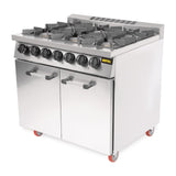 CT253 Buffalo 6 Burner Oven Range with Castors JD Catering Equipment Solutions Ltd