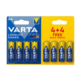 CU360 Varta Longlife Power Batteries AA 4+4 Free Promo Pack JD Catering Equipment Solutions Ltd