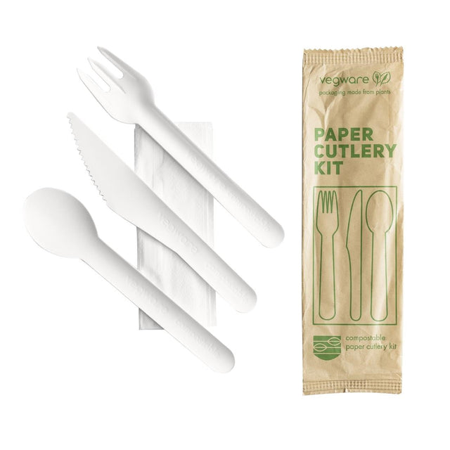 CU545 Vegware Compostable Paper Cutlery Kit 4in1 (Case of 250) JD Catering Equipment Solutions Ltd