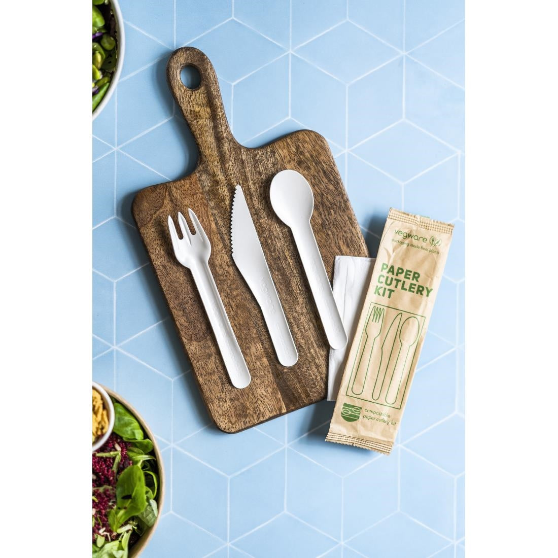 CU545 Vegware Compostable Paper Cutlery Kit 4in1 (Case of 250) JD Catering Equipment Solutions Ltd