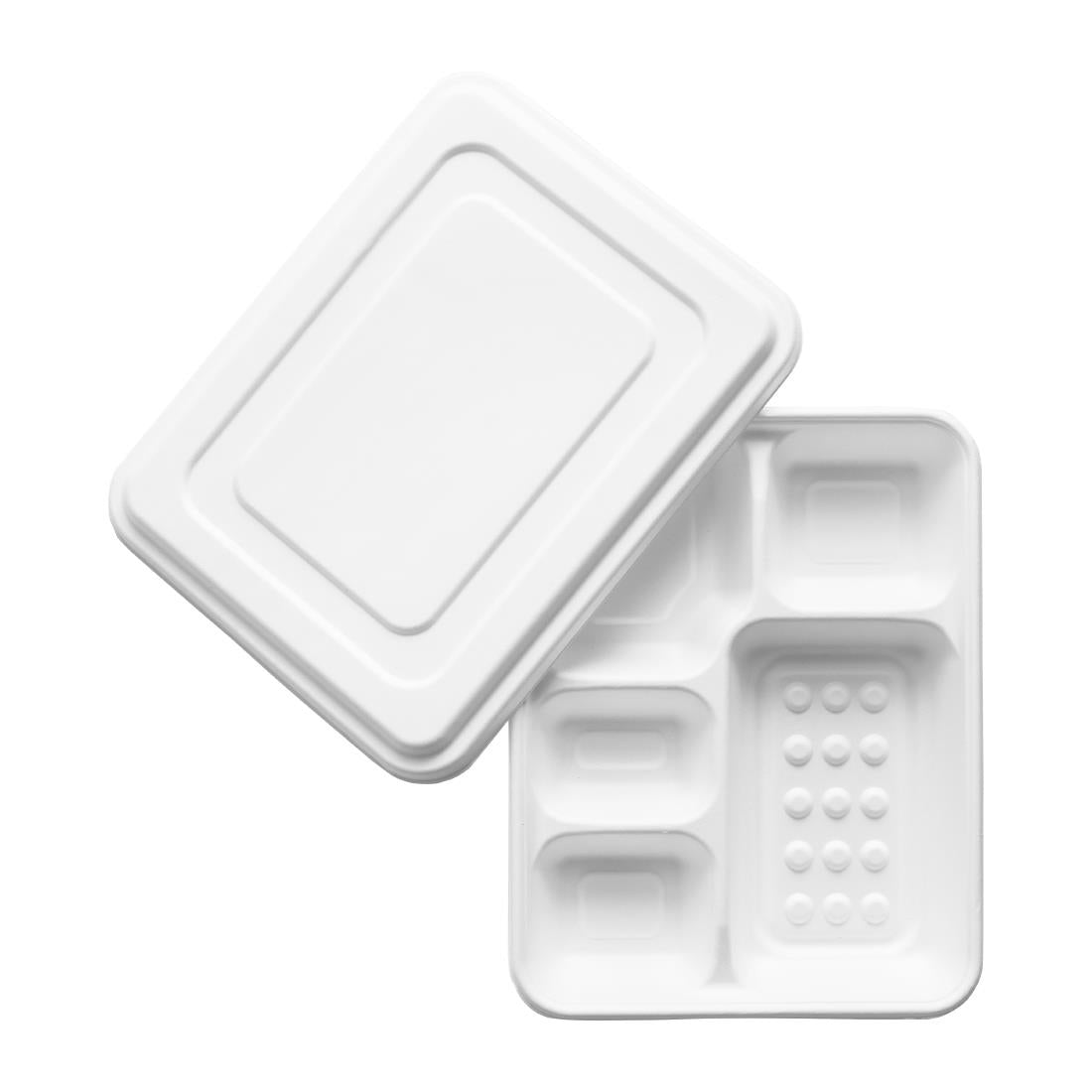 CU546 Vegware 5 Compartment Bagasse Meal Trays with Lid (Pack of 200) JD Catering Equipment Solutions Ltd