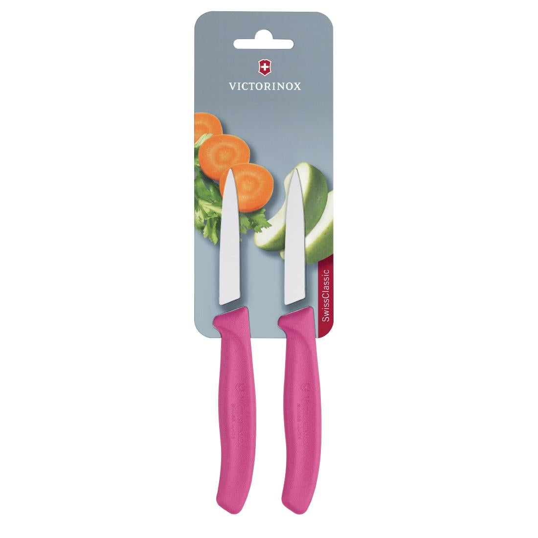 CU552 Victorinox Pointed Tip Paring Knife 8cm Pink (Pack of 2) JD Catering Equipment Solutions Ltd
