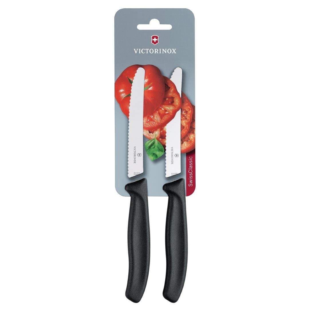 CU553 Victorinox Serrated Tomato/Utility Knife 11cm Black (Pack of 2) JD Catering Equipment Solutions Ltd