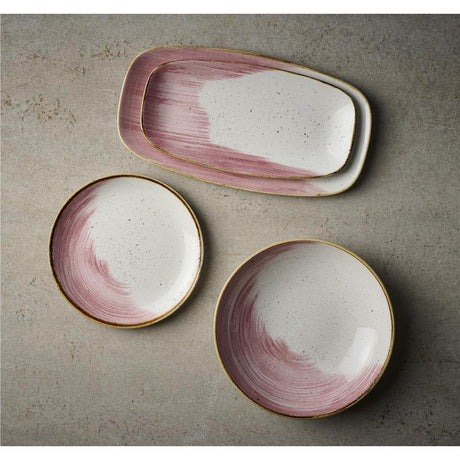 CU649 Churchill Stonecast Accents Petal Pink Chefs Oblong Plate 348 x 186mm (Pack of 6) - JD Catering Equipment Solutions Ltd